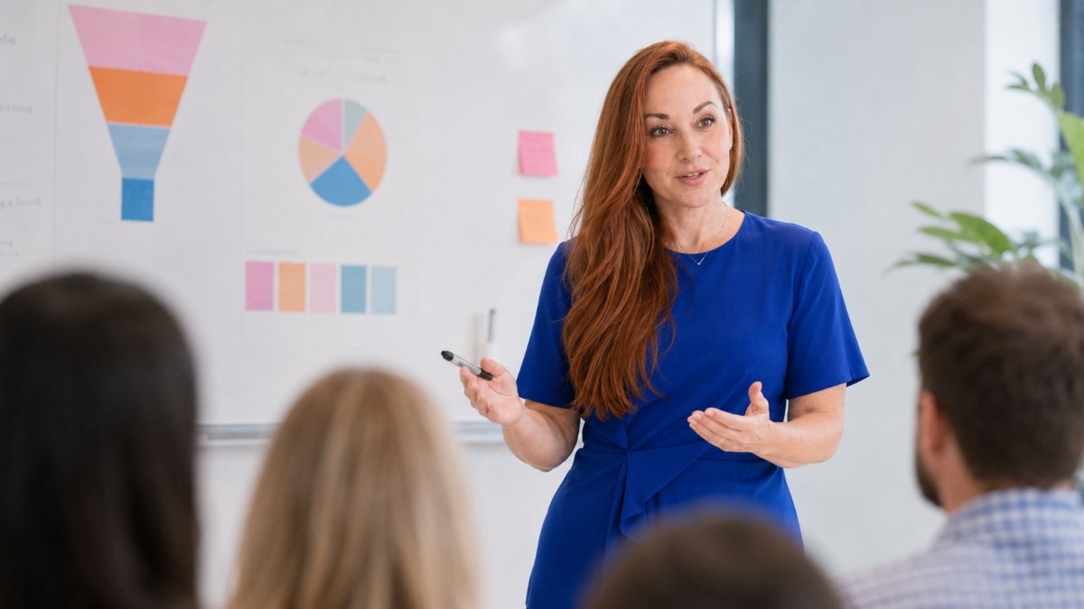 Kerstin Reichert leading a marketing workshop